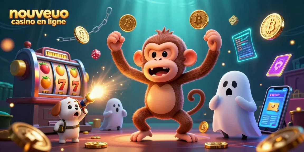 Profitez de l'expérience d'un nouveau casino en ligne avec un singe malicieux et un chiot chasseur de fantômes.