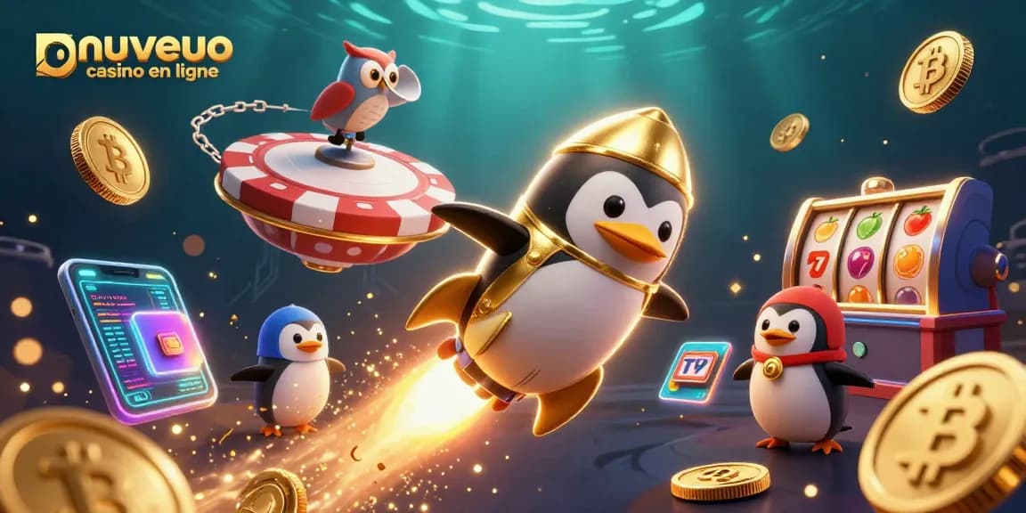 Venez découvrir le nouveau casino en ligne avec un pingouin doré dans un univers cosmique captivant.