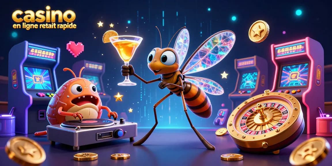 Jouez sur un casino en ligne à retrait rapide avec un aperçu animé de gains et une ambiance ludique.