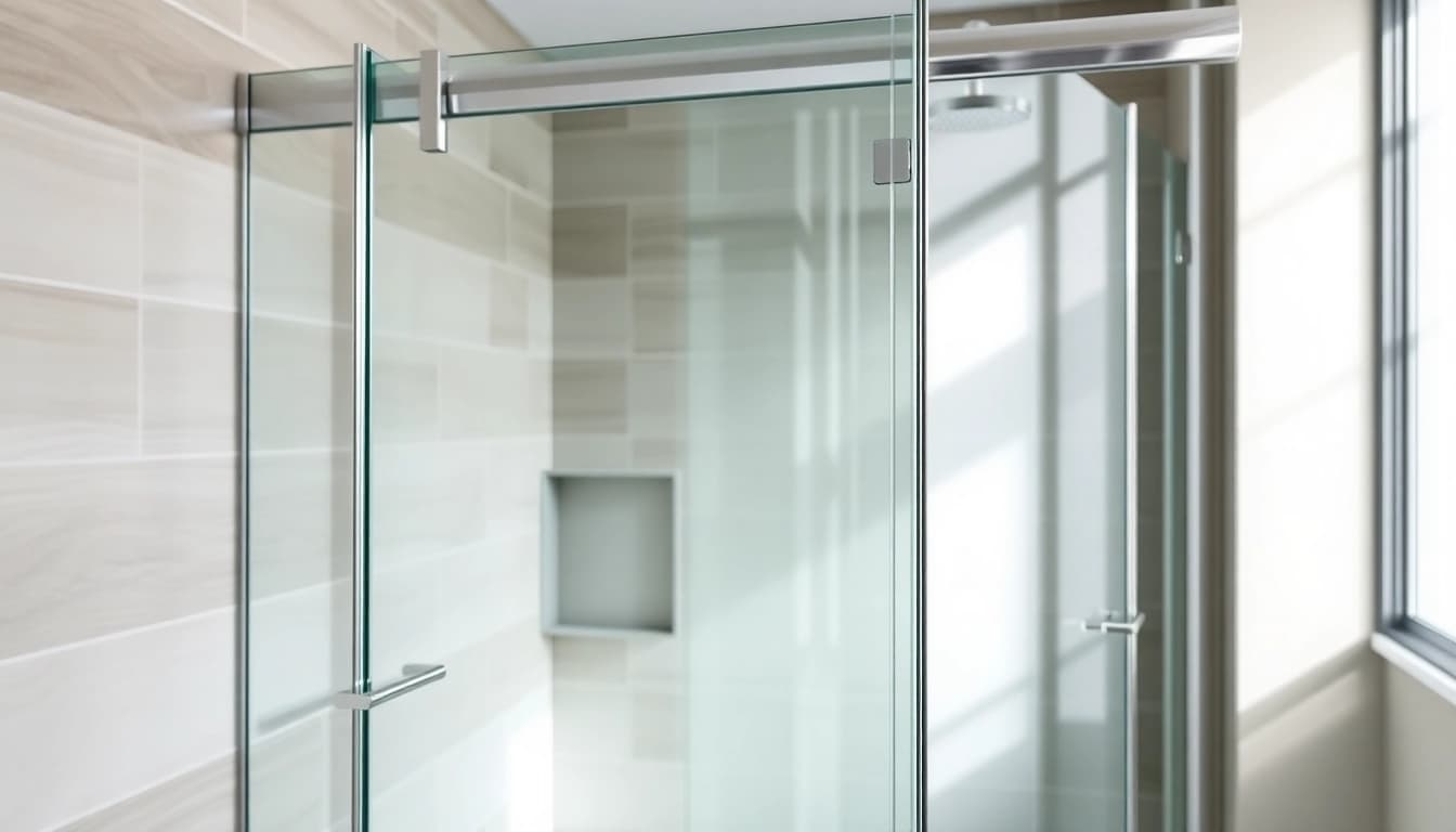 Elegant glass shower doors enhancing a modern bathroom's aesthetic appeal.