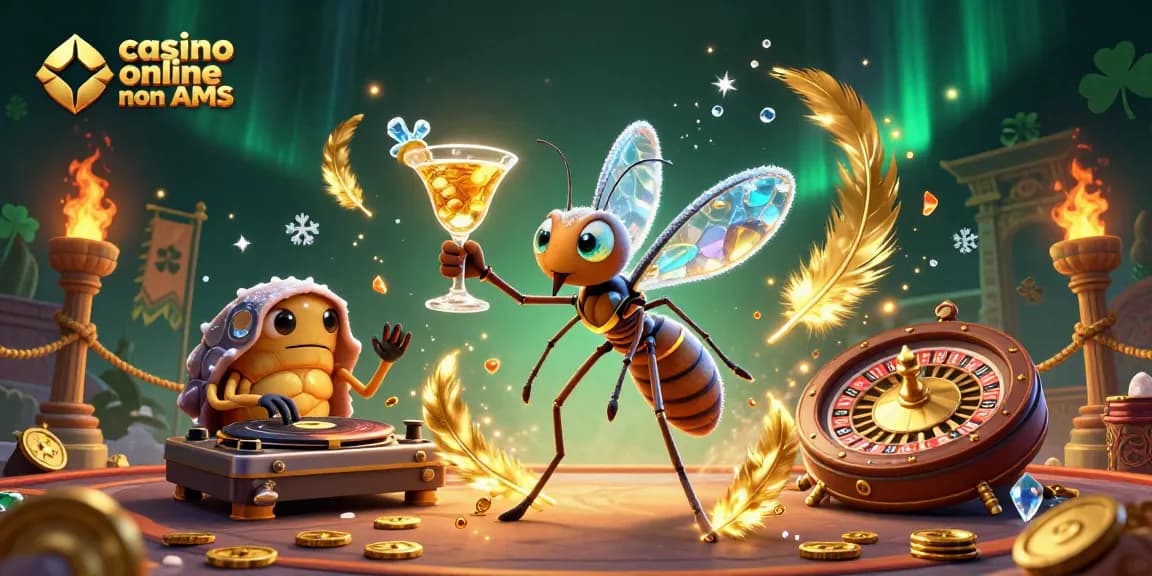 Azioni emozionanti nel casino online non AAMS con mascot e elementi di gioco vibranti.