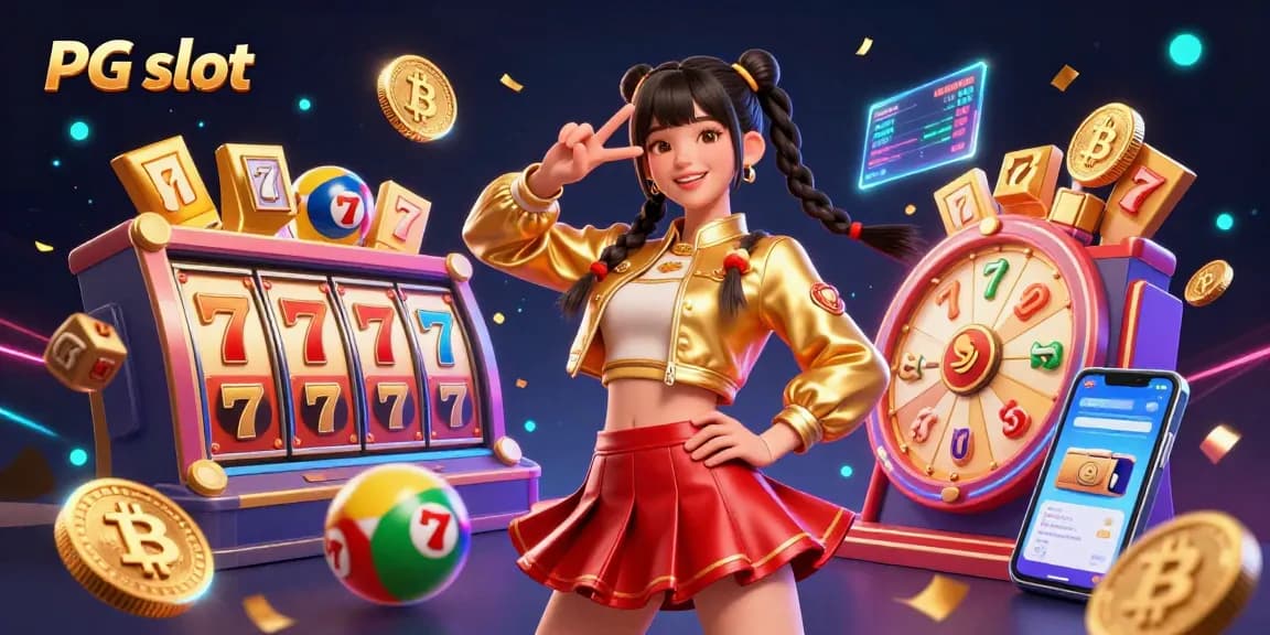 Experience the excitement of PG slot with vibrant reels and jackpots in a lively casino scene.