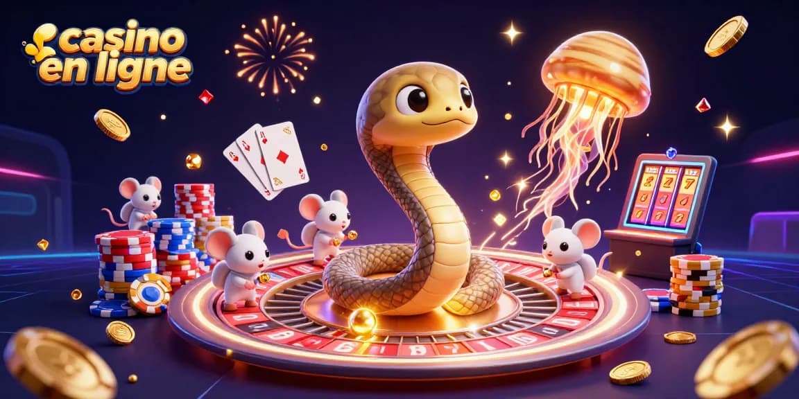 Jouer au casino en ligne avec des astronautes et un serpent planétaire autour d'une roulette scintillante.