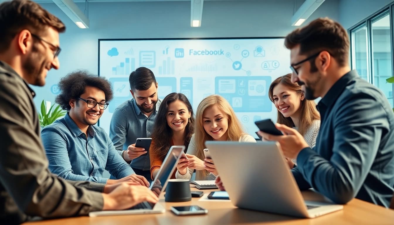 Showcasing teamwork for effective facebook smm panel services in a vibrant office atmosphere.