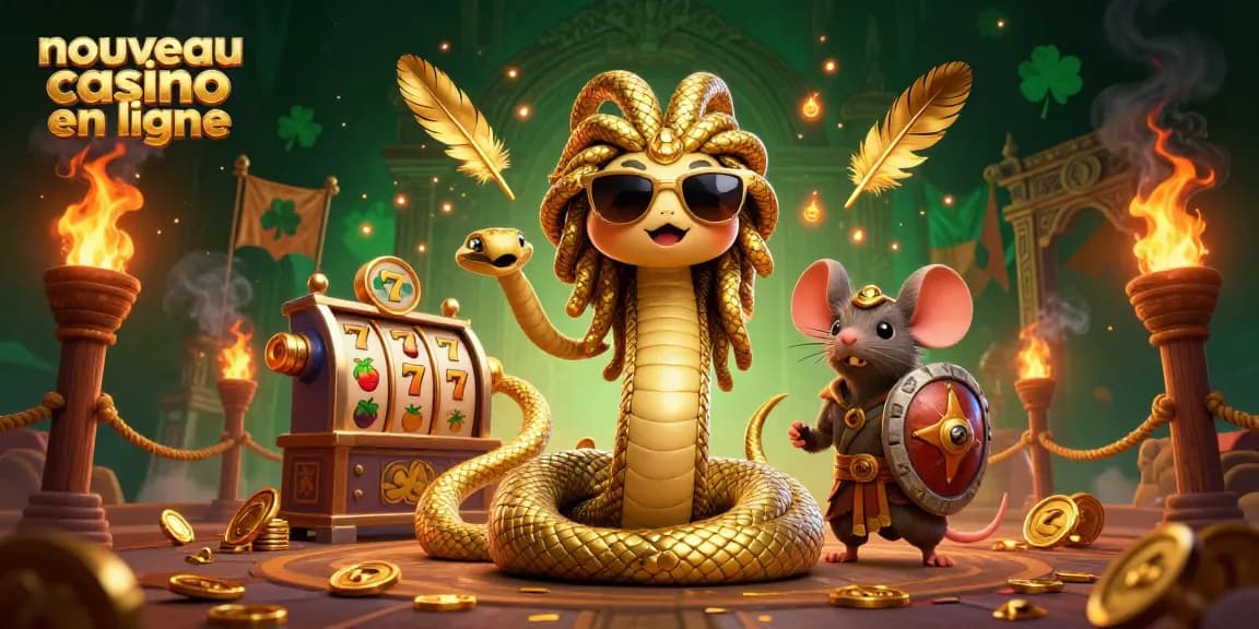 Découvrez le nouveau casino en ligne avec des personnages intrigants dans une scène animée de machines à sous.