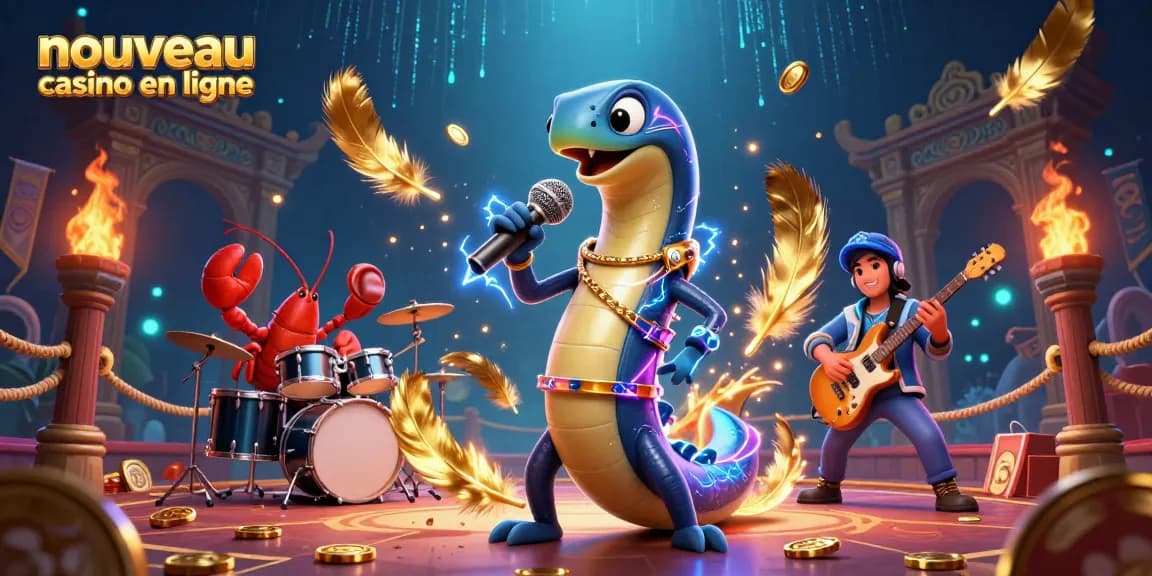 Plongez dans l'univers du nouveau casino en ligne avec un concert sous-marin énergique de laanguille électrique DJ.