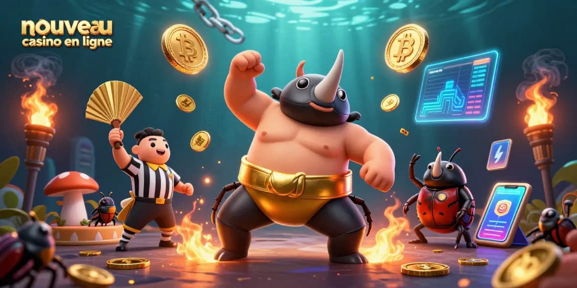 Plongez dans le nouveau casino en ligne avec un combat de sumo captivant de coléoptères.