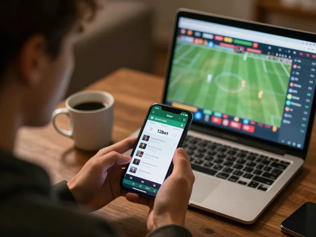 Người chơi đang sử dụng ứng dụng 12bet để cá cược thể thao trong một không gian ấm cúng tại nhà
