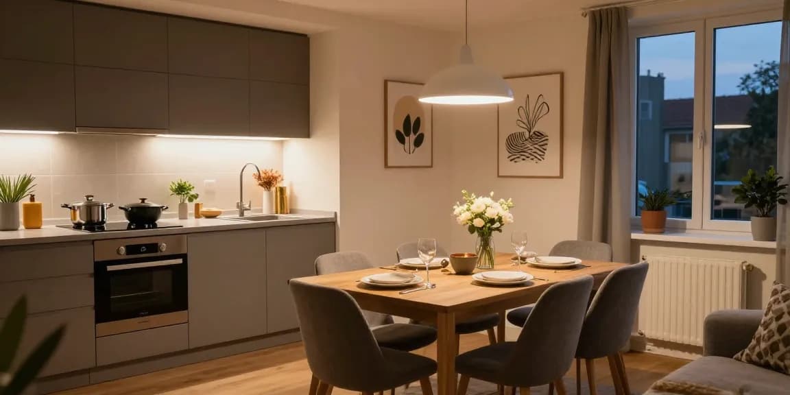 Monteurzimmer Hannover mit einladendem Wohnbereich und moderner Ausstattung für gemütlichen Aufenthalt.