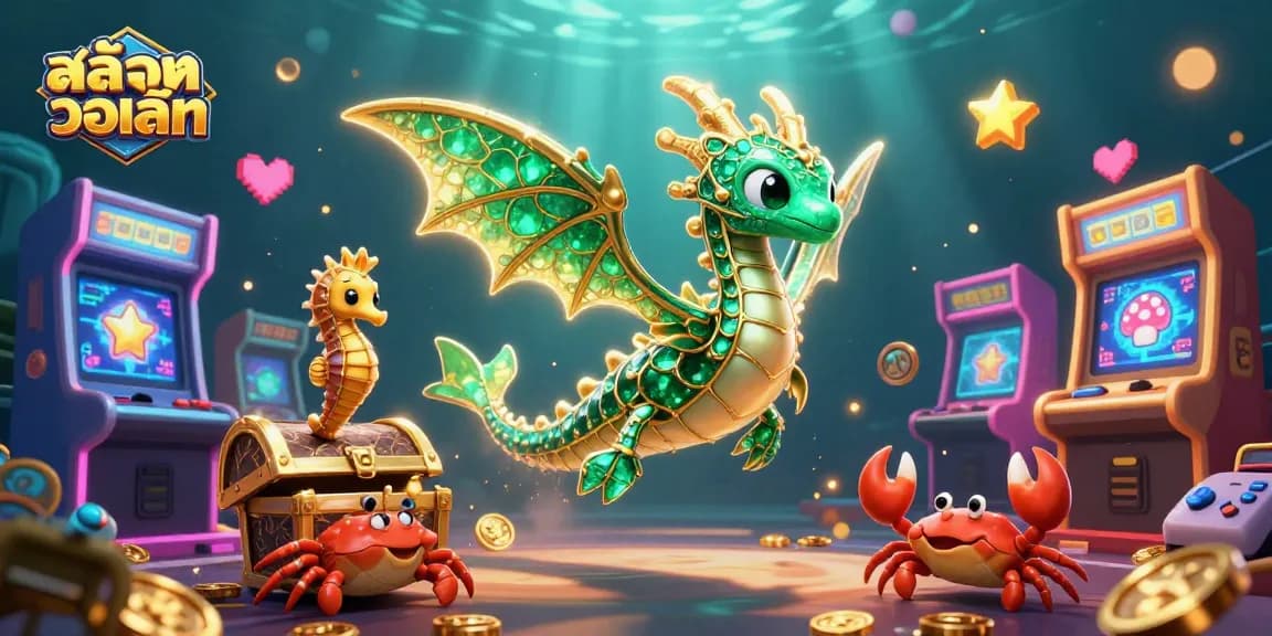 Experience สล็อตวอเลท with vibrant sea creatures and engaging gaming elements in a colorful underwater scene.