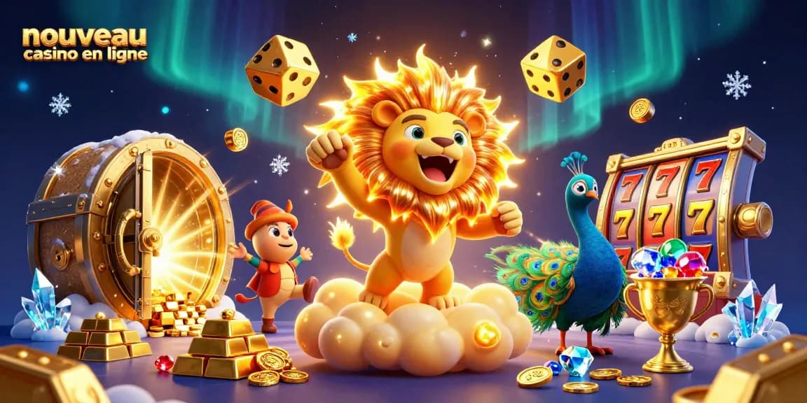 Plongez dans le nouveau casino en ligne avec un lion solaire et des éléments captivants.