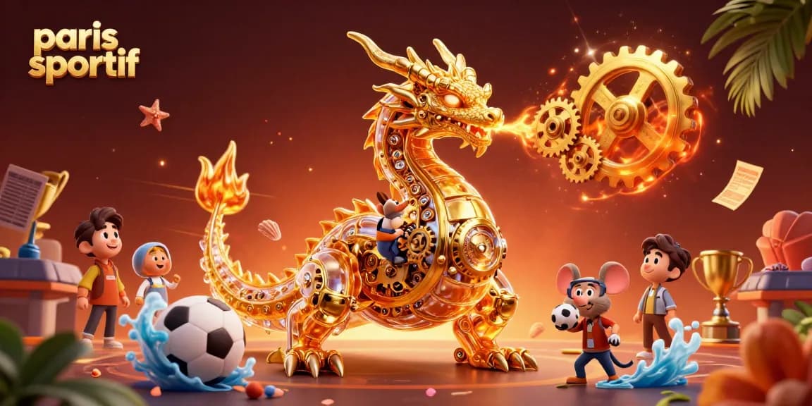 Pari sportif captivant avec un dragon d'or et des éléments de jeu dynamique.