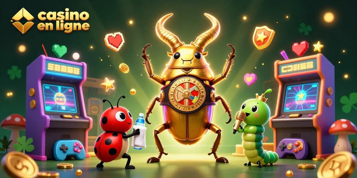 Scène de casino en ligne mettant en avant des personnages animés et des éléments de jeu vibrants