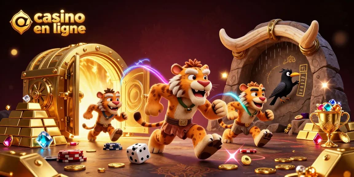 Jouez à des jeux captivants dans un casino en ligne exceptionnel avec un duo préhistorique dynamique.