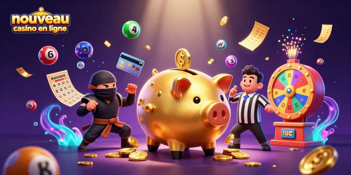 Une scène dynamique du nouveau casino en ligne avec un joueur de sumo, un ninja et un samouraï.