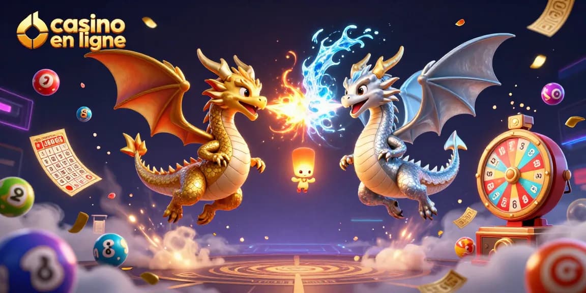 Découvrez l'univers enchanteur du casino en ligne avec des dragons, des lots colorés et des lumières scintillantes.