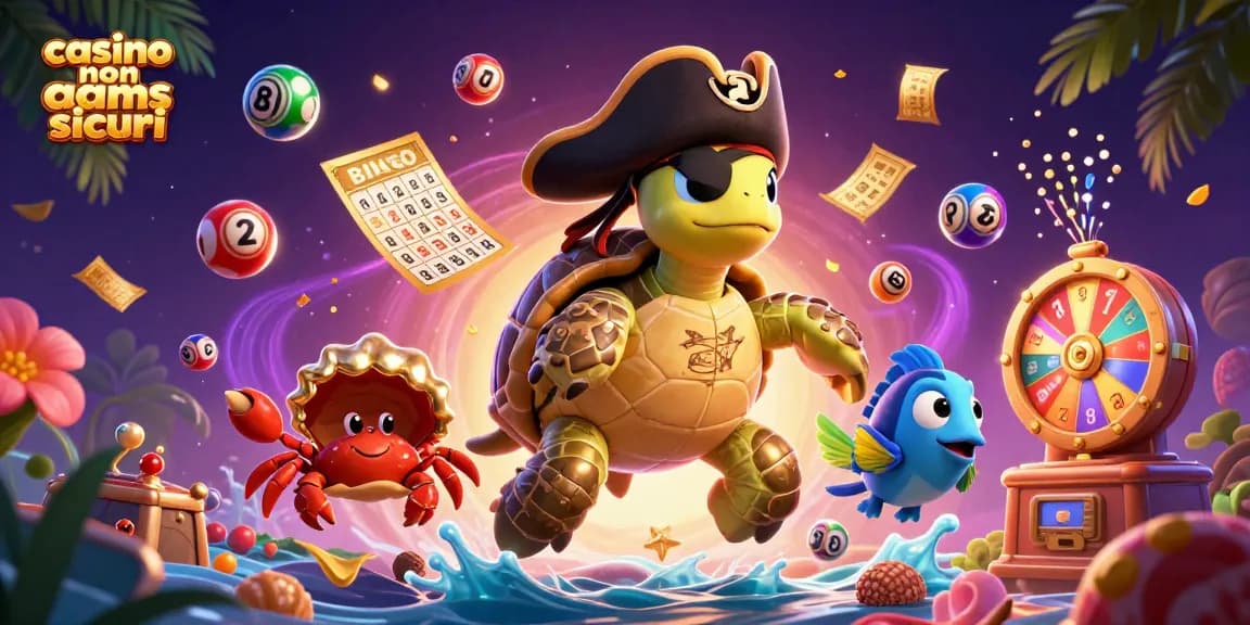 Visualizza giochi esuberanti in un casino non AAMS sicuri con una tartaruga pirata e tesori sottomarini