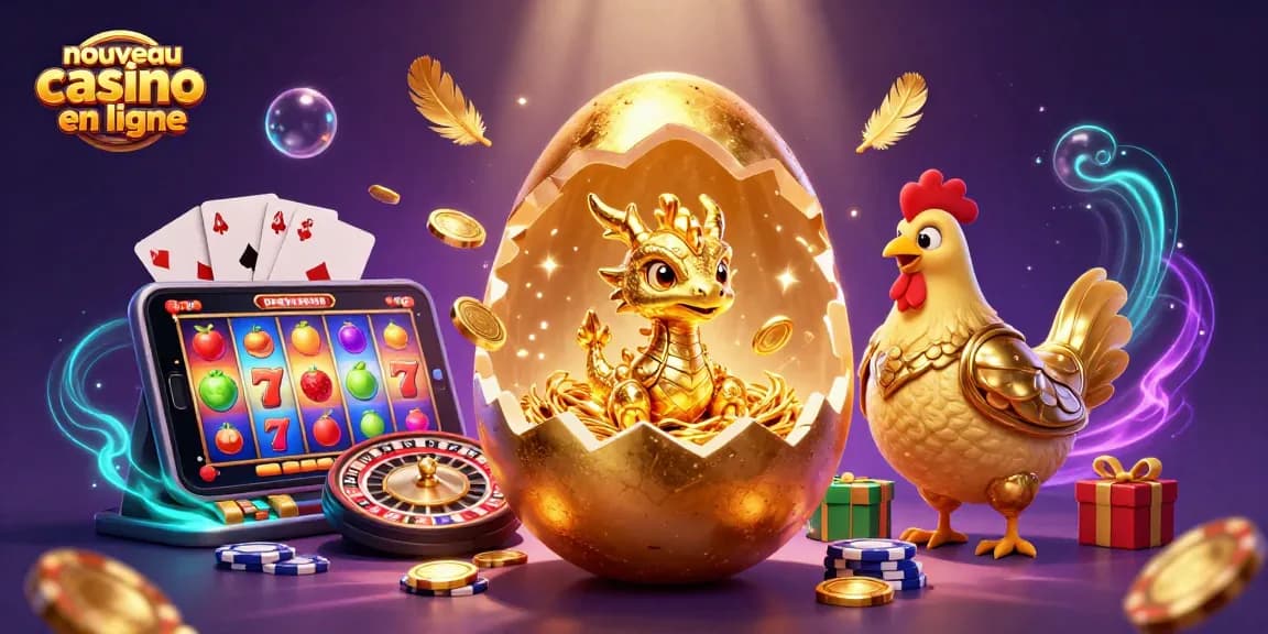 Jouez dans un nouveau casino en ligne avec un dragon doré et des éléments de jeu dynamiques.