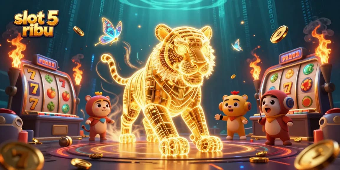 Experience slot 5 ribu action in a vibrant, dynamic 3D casino environment with engaging elements.
