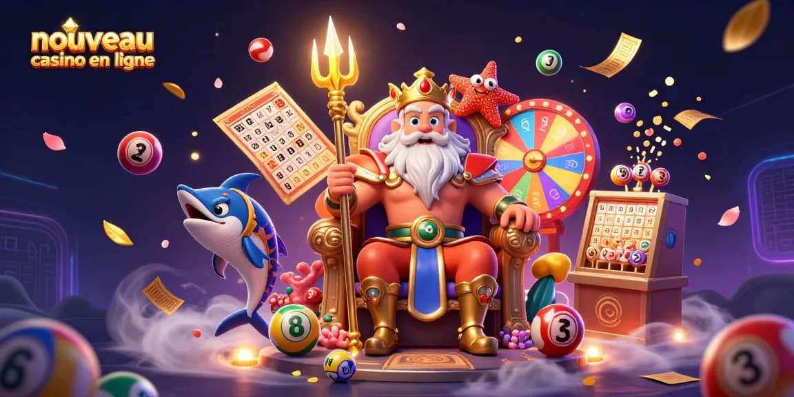 Plongez dans l'univers du nouveau casino en ligne avec Neptune et son décor magique de jeux.