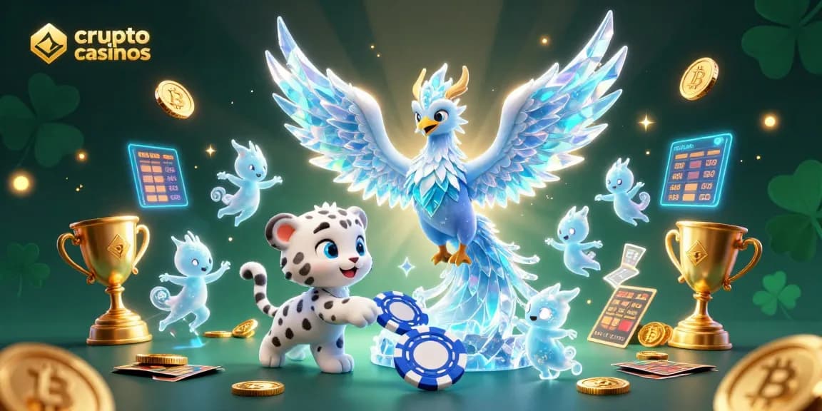 Les casinos crypto révèlent un univers ludique avec un phénix de glace et des créatures lumineuses.