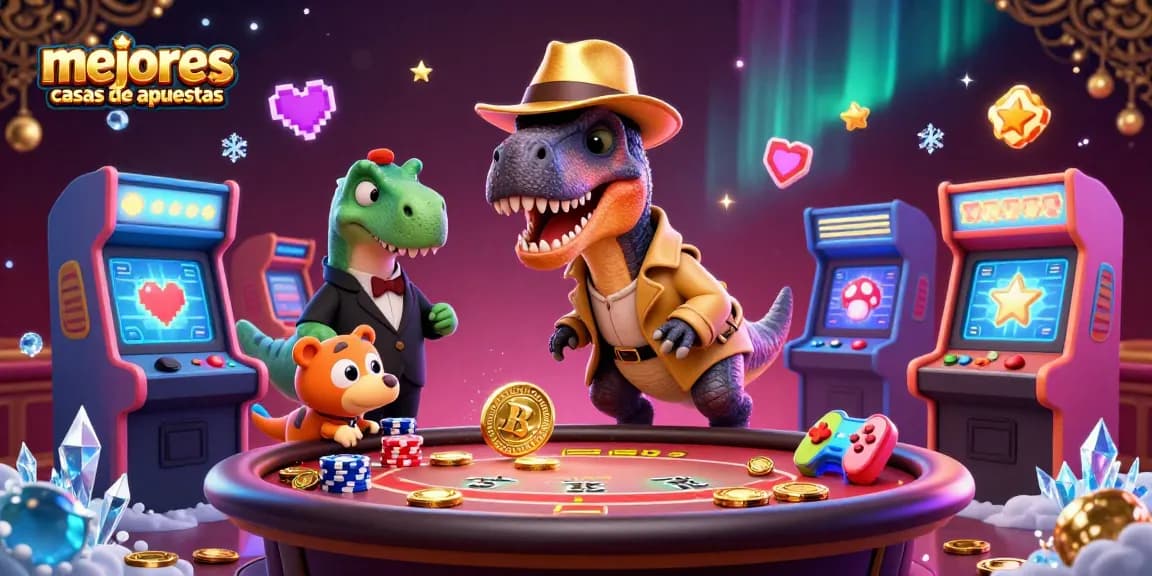 Ilustración 3D de un velociraptor en una mesa de blackjack que muestra las mejores casas de apuestas con detalles coloridos.