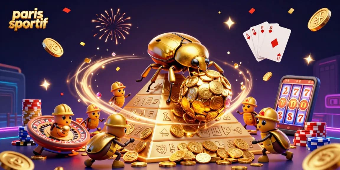 Paris sportif : illustration 3D dynamique avec des symboles de casino et des récompenses dorées