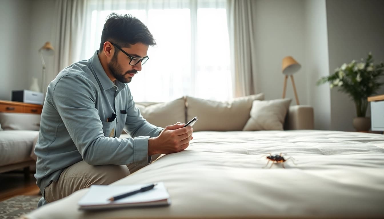 Specialized service focusing on bed bug extermination services with a pest control technician in action.