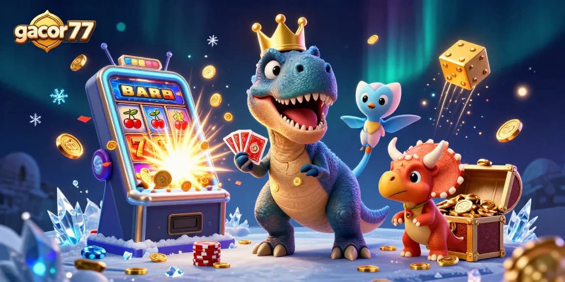 Mengalami keseruan gacor 77 saat T-Rex bermain kartu, Pterodactyl membantu, dan Triceratops mengatur chip emas