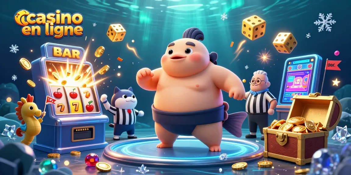 Jouez à des jeux palpitants au casino en ligne avec un poisson-globe et des spectateurs sous-marins.