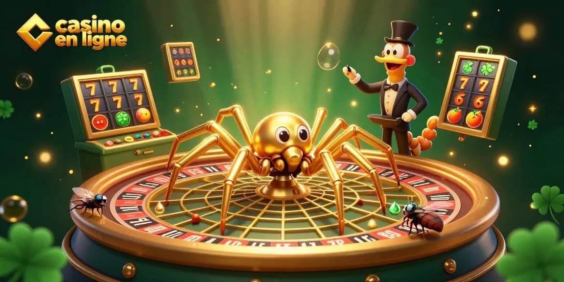 Plongez dans l'univers casino en ligne avec ce visuel dynamique aux jeux et à l'excitation.