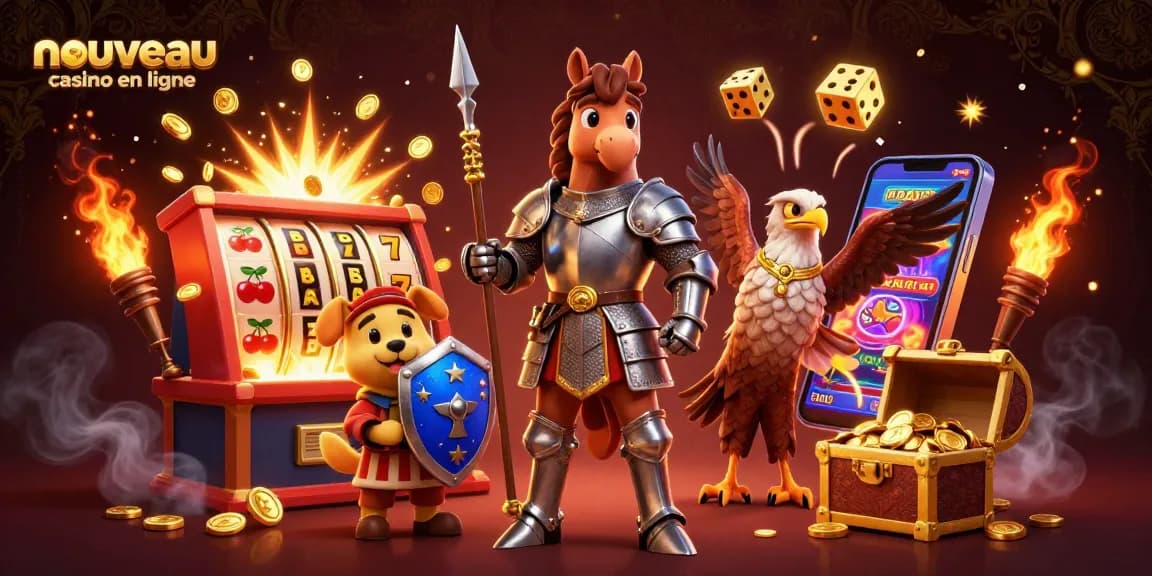 Jouez au nouveau casino en ligne avec un chevalier, un chiot écuyer et une machine à sous explosant de pièces.