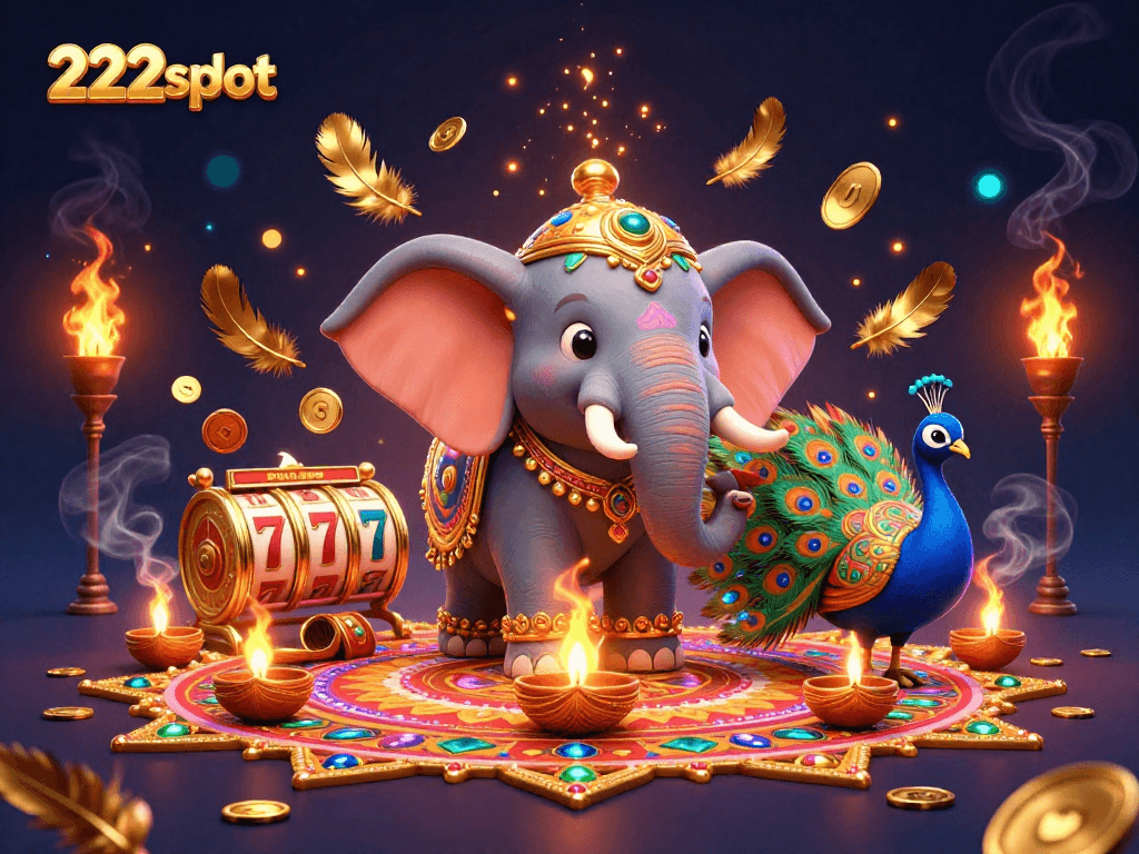 Mengoptimalkan kemenangan slot 222slot dengan karakter gajah berwarna dan peacock.