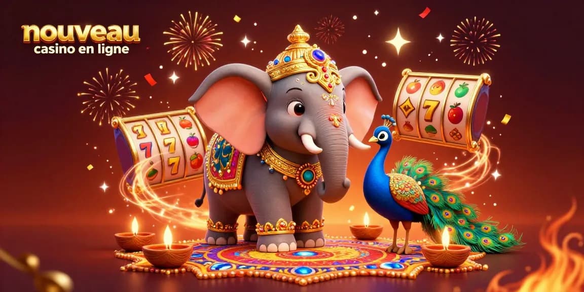 Jouez au nouveau casino en ligne avec un éléphant décoré et des machines à sous dynamiques.