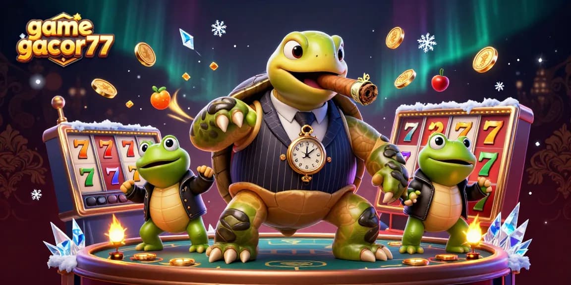 Menangkan permainan game gacor77 dengan slot yang mengesankan dan karakter kartun ceria di kasino.