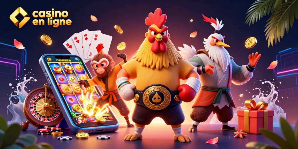 Revivez l'excitation du casino en ligne avec notre scène animée de jeu, portant chance et prospérité.