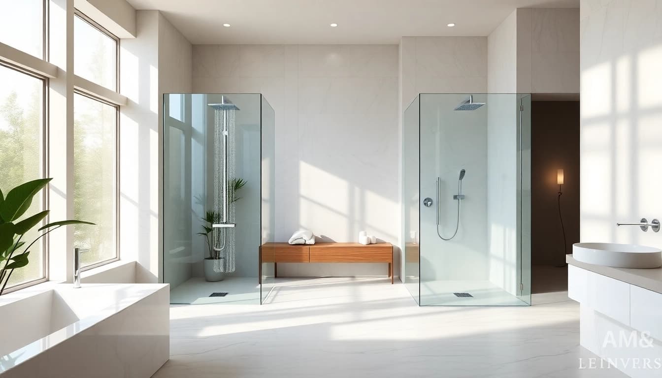 Experience elegant showers Australia featuring luxurious design and natural lighting for a relaxing bathroom.