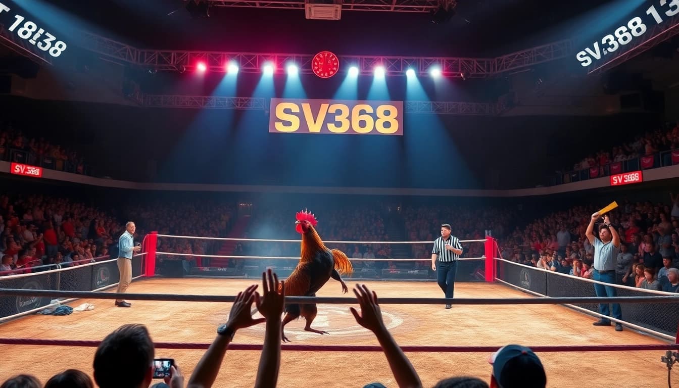 Live action at SV368 cockfights with vibrant atmosphere, intense competition, and engaging crowd reactions.