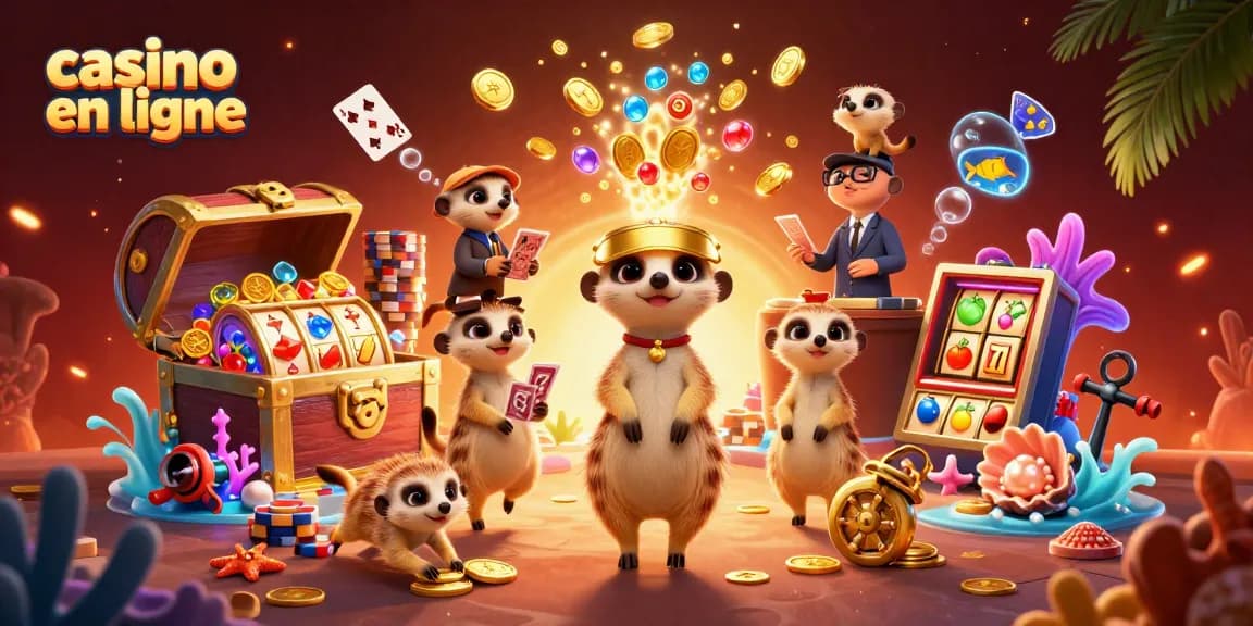 Jouez au casino en ligne dans une ambiance dynamique et colorée avec des suricates comme personnages principaux.