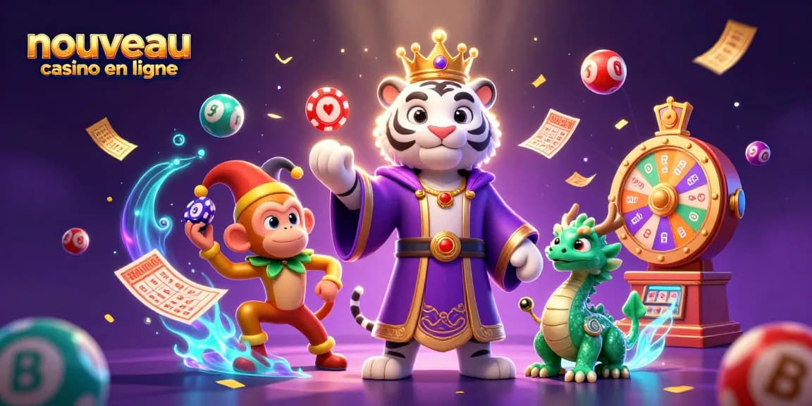 Découvrez un nouveau casino en ligne avec un tigre, un singe jongleur et des éléments de jeu dynamiques.
