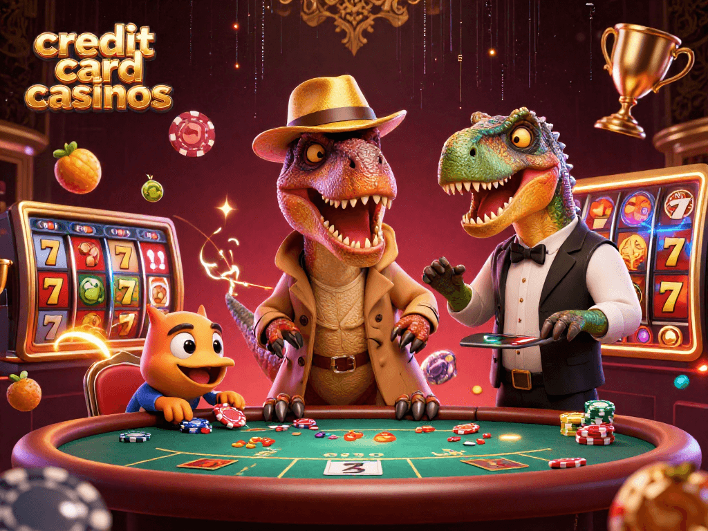 Engage with thrilling credit card casinos featuring a velociraptor card counter and dynamic game elements.