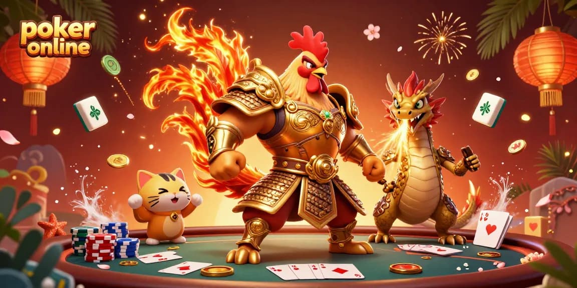Jouer au poker en ligne avec des personnages colorés et des éléments de jeu captivants.