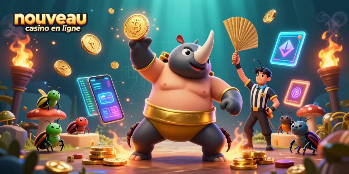 Plongez dans l'excitation d'un nouveau casino en ligne avec un combat de sumo unique entre des insectes acteurs en pleine action.