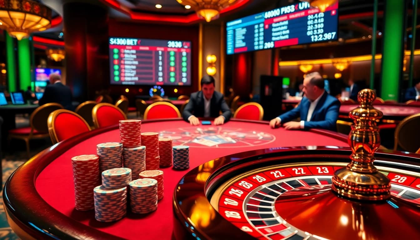 Experience sbobet link alternatif in a luxurious casino scene with exciting games and vibrant colors.