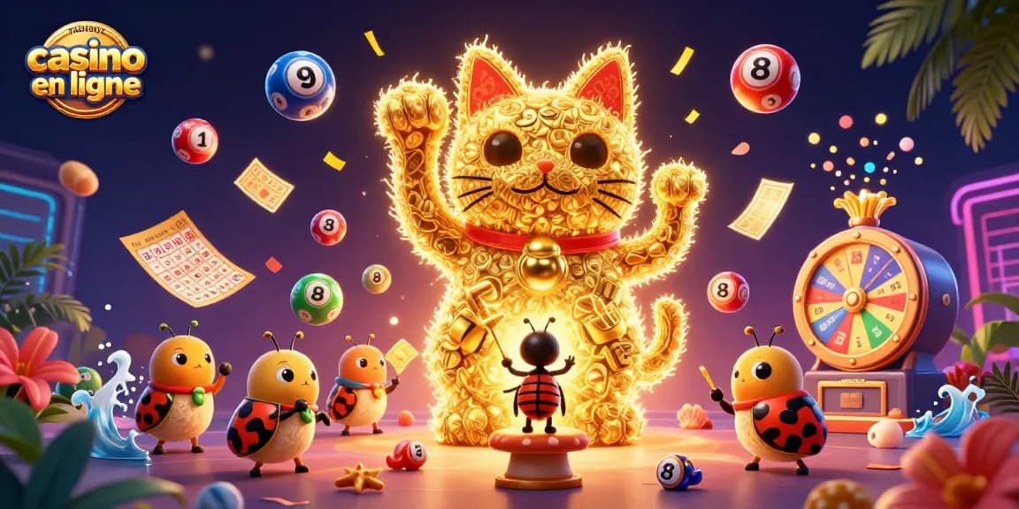 Découvrez un nouveau casino en ligne avec un chat porte-bonheur et des éléments de jeu vibrants.