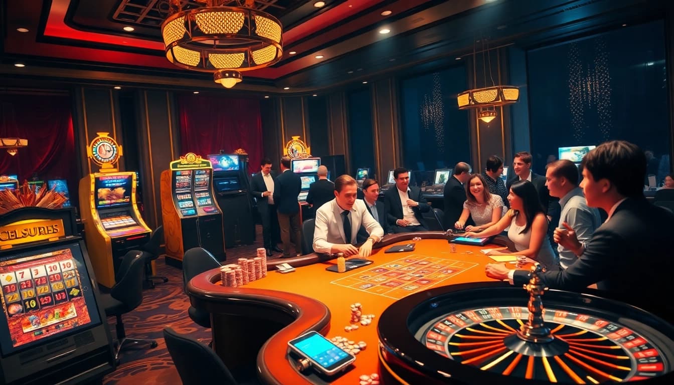 Exciting casino experience with pg soft games on display at a lavish gaming table.