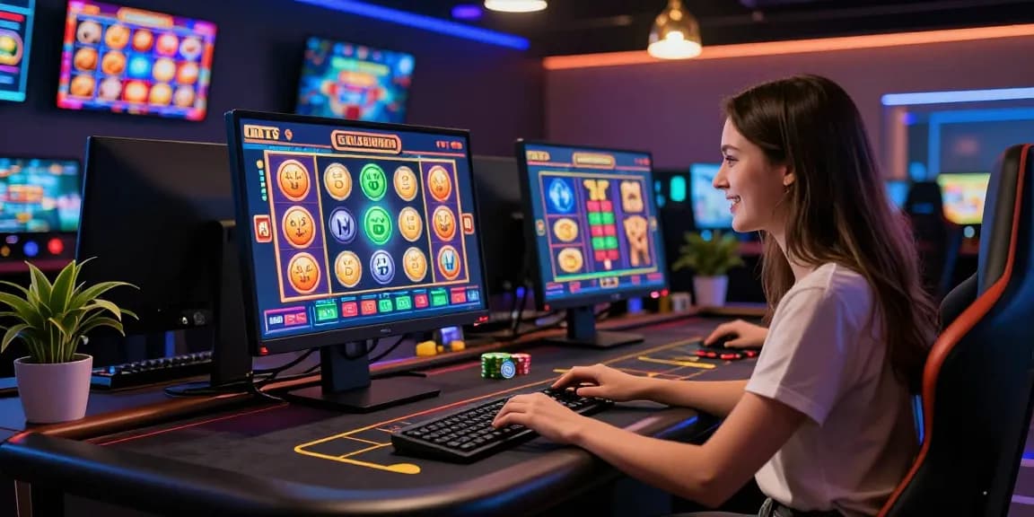 Exciting online gaming experience at thegbhouse.co.uk with vibrant slot games and a happy player.