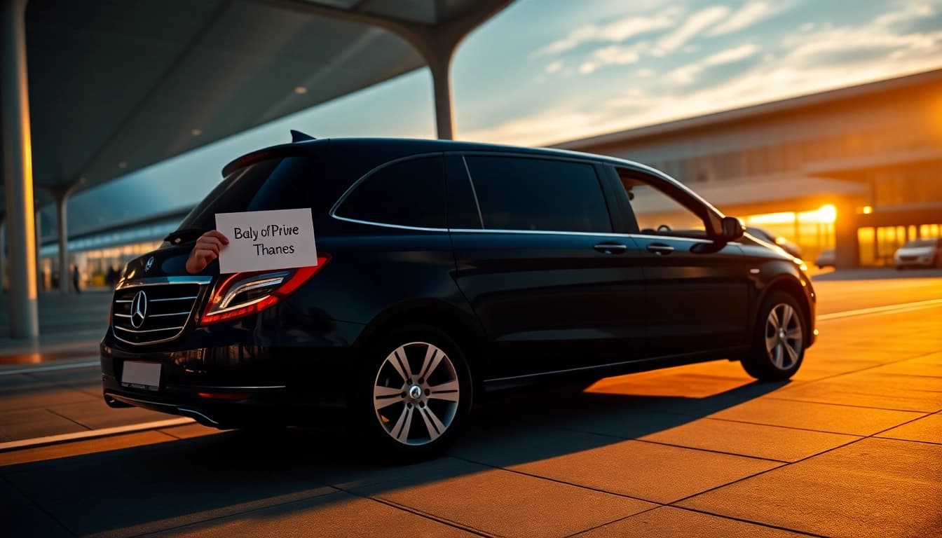Experience seamless Private Airport Transfers with a professional driver and luxury vehicle at the airport.