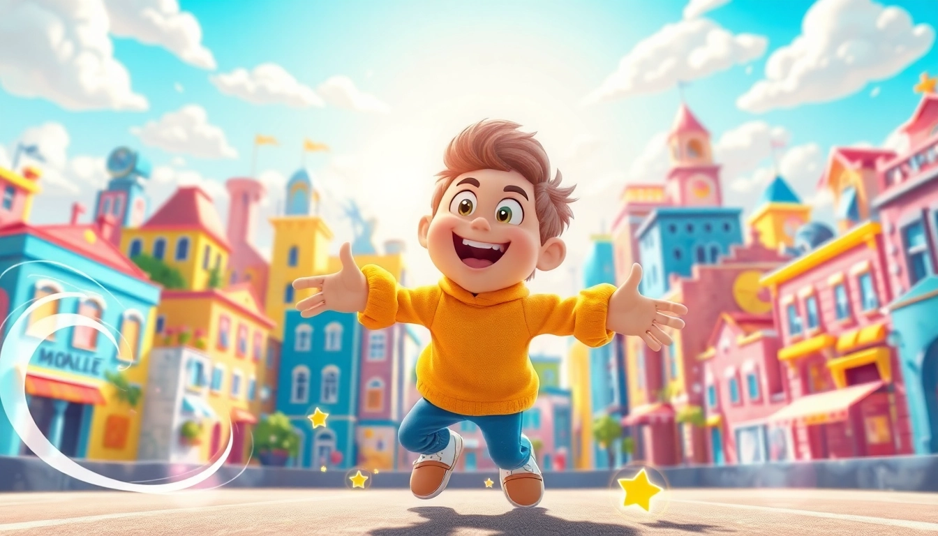 Erstellen von 2D Animation mit lebhaften Charakteren in einer bunten Umgebung.