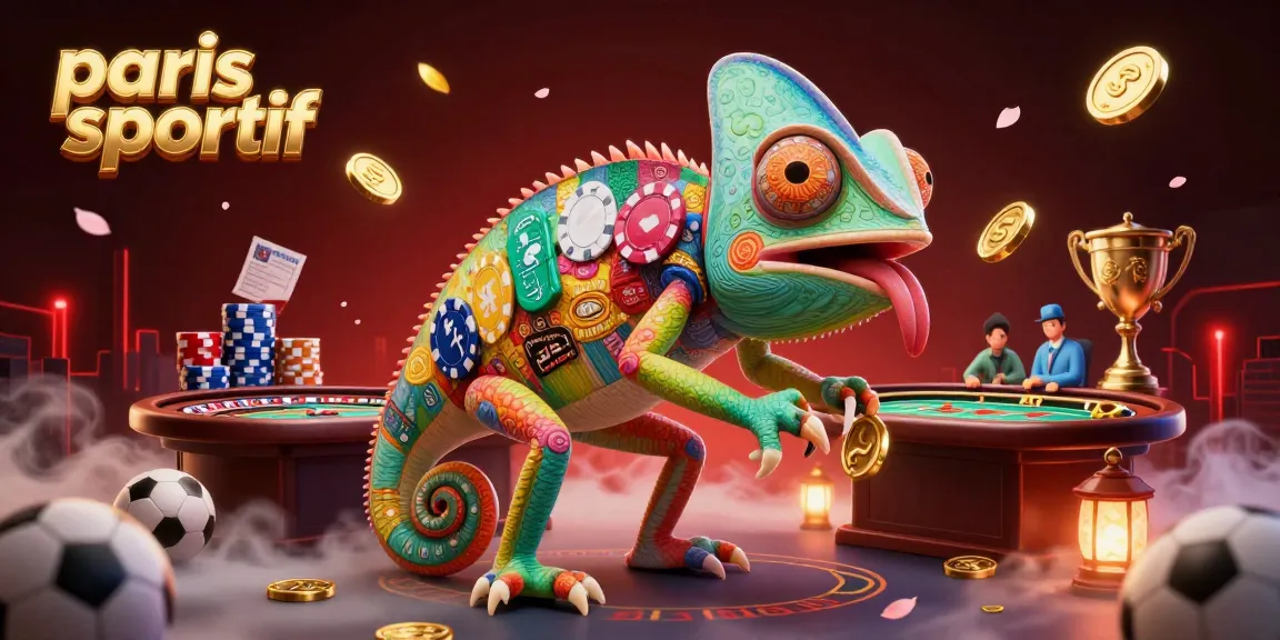 Illustration captivante de parieur sportif, propriétaire casino caméléon, éléments de jeux d'argent.